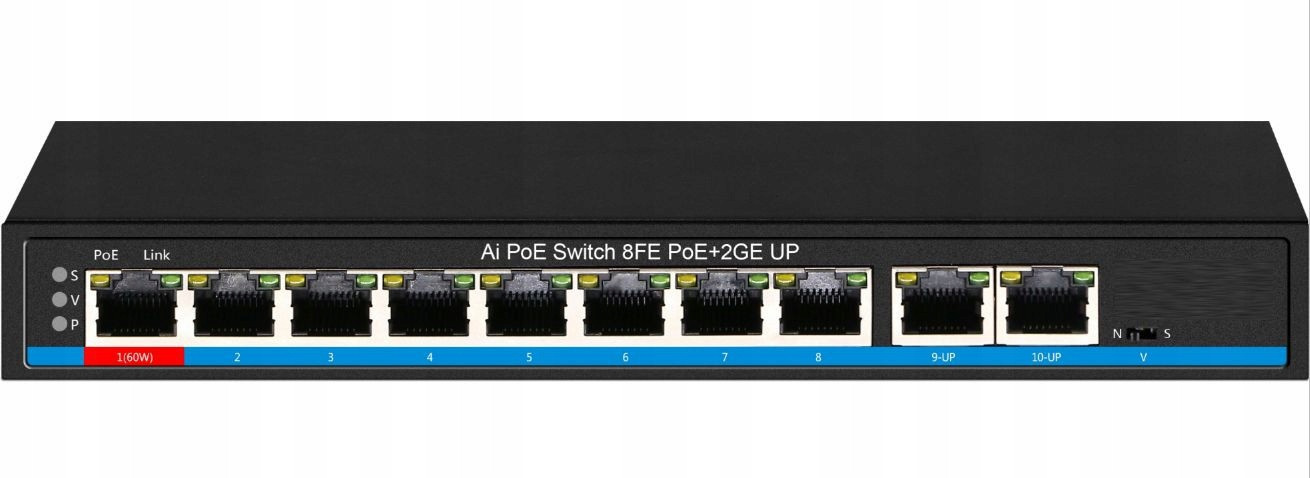 Nový Switch Poe 8xPOE 2xUplink Gigabit 120W