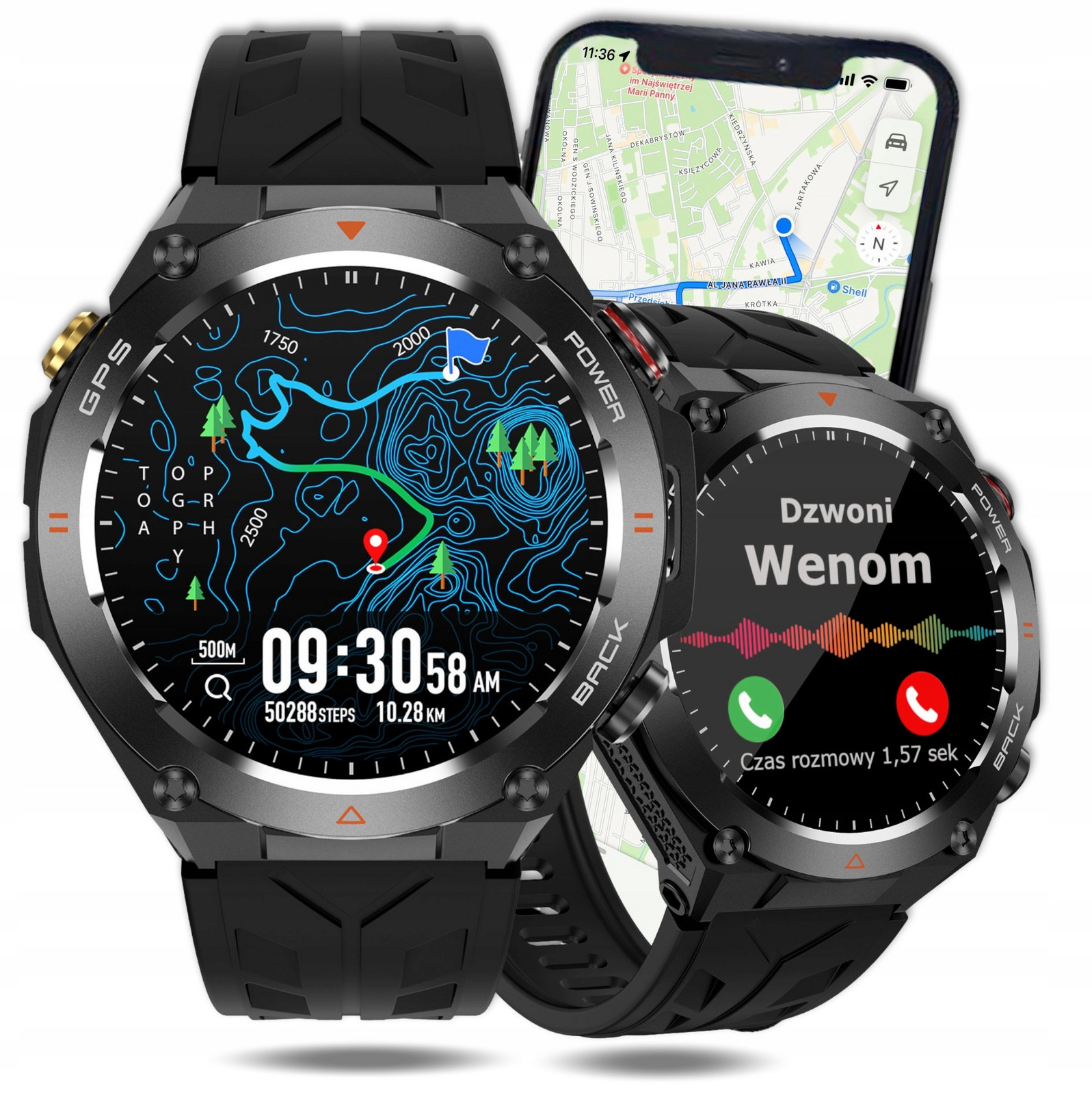 Chytré Hodinky Pánské Hodinky Funkce Gps Hovory Tlak 650mAh Smart Watch