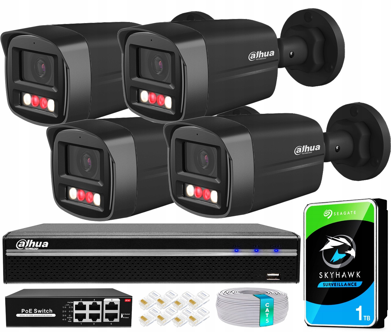 Ip monitorovací set Dahua pro firmu 2 Kamery 4Mpx Rekordér 8CH Detekce