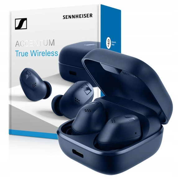 Sennheiser Accentum True Wireless Blue Hybrid Anc aptX 28h 107dB Qi Pouzdro