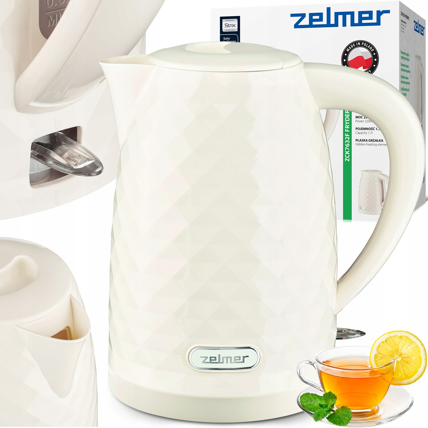 Rychlovarná Konvice Zelmer Bezdrátová Ploché Topné Těleso Polský 1,7L 2200W