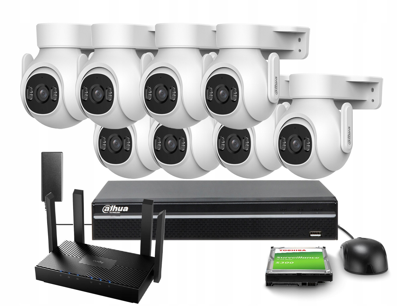 WiFi monitorovací set Dahua 8 Kamer 5Mpx Ptz Dual Light Rekordér