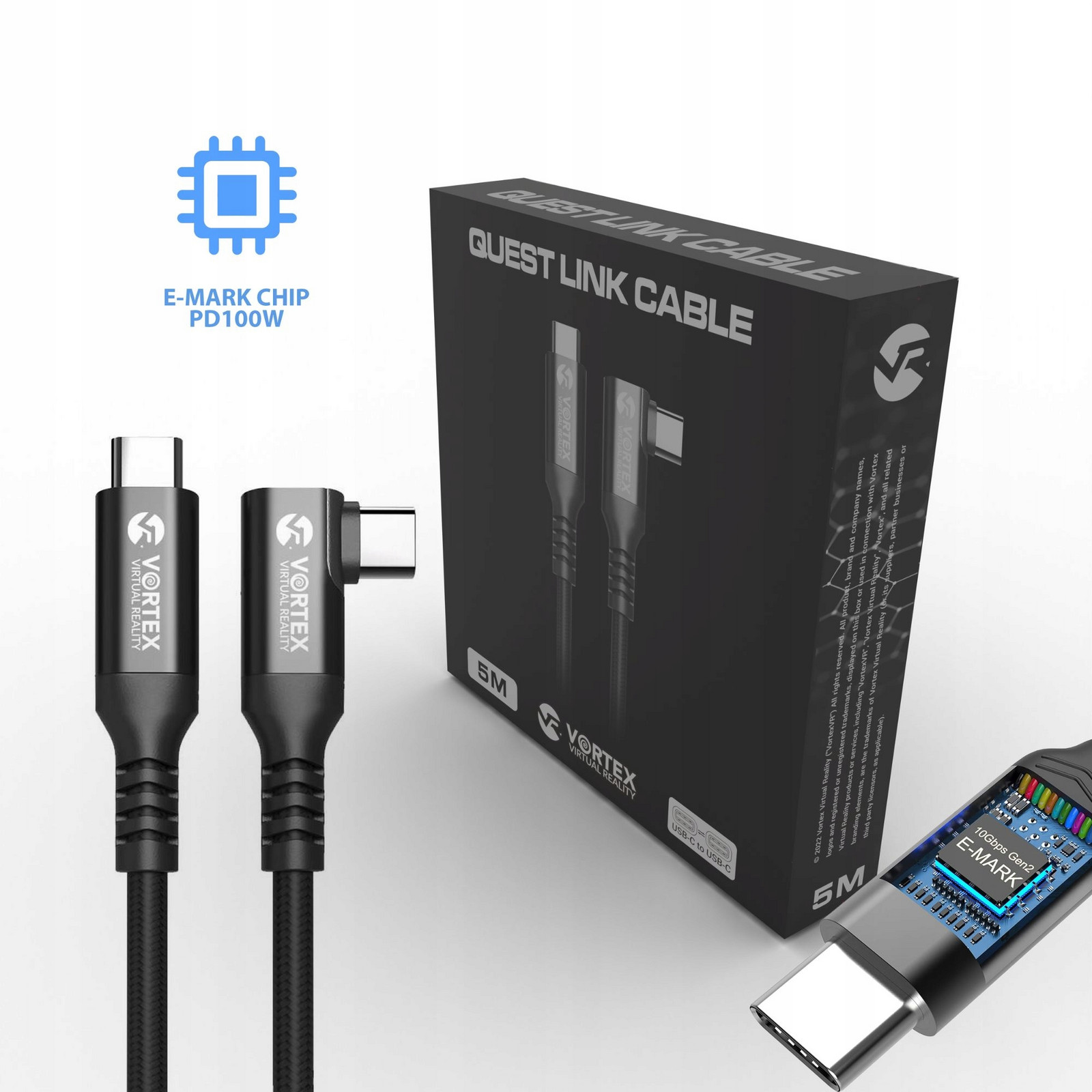 Kabel VortexVR 5m 10 Gbps PD100W (rychlé nabíjení) Usb-c na Meta Quest Link