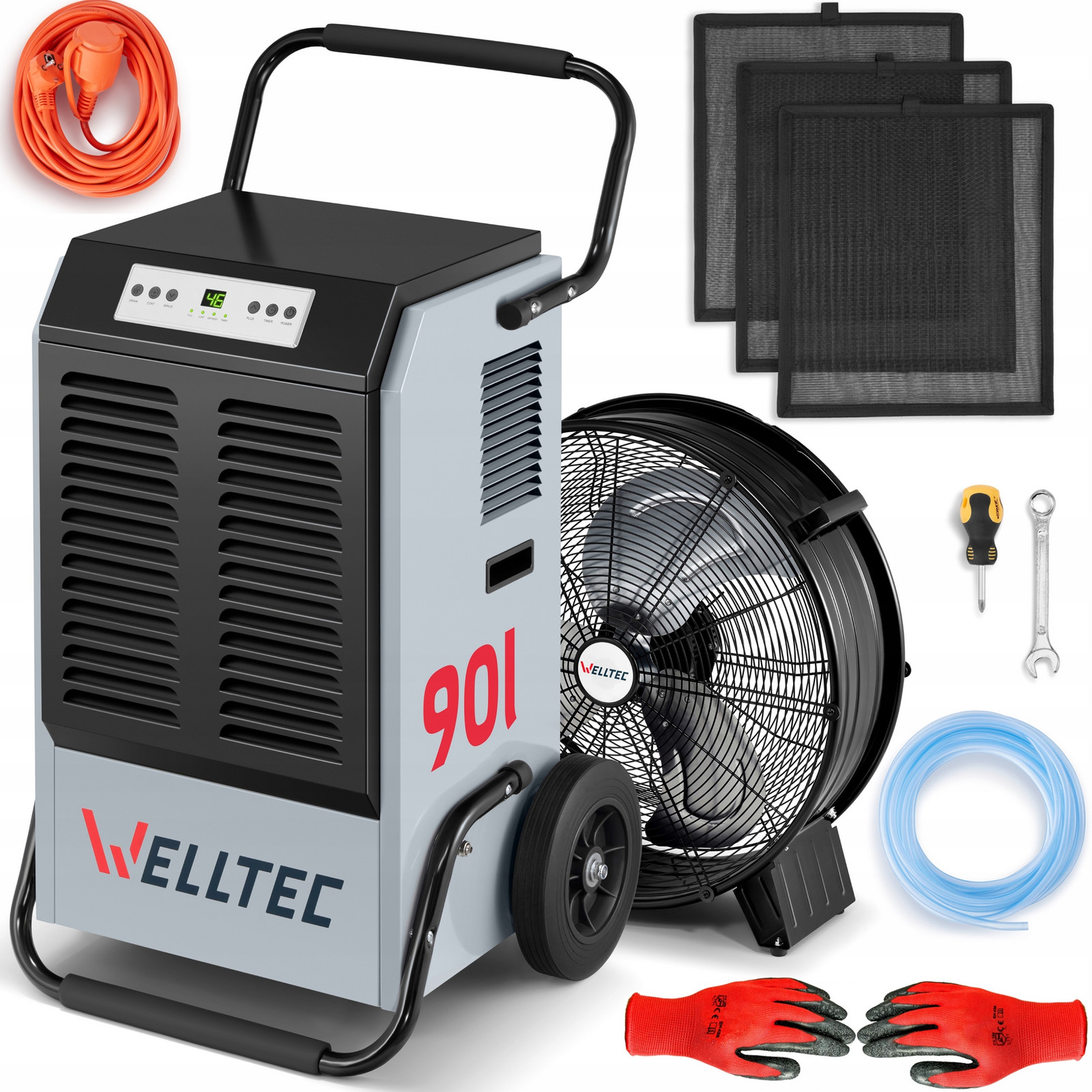 Odvlhčovač Vzduchu Welltec DHX90 do 180m² 90l/24h Čerpadlo Ventilátor