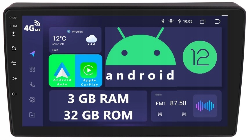 Rádio 2DIN Navigace Android Peugeot Partner 2 II 3/32 Gb Dsp Carplay Lte