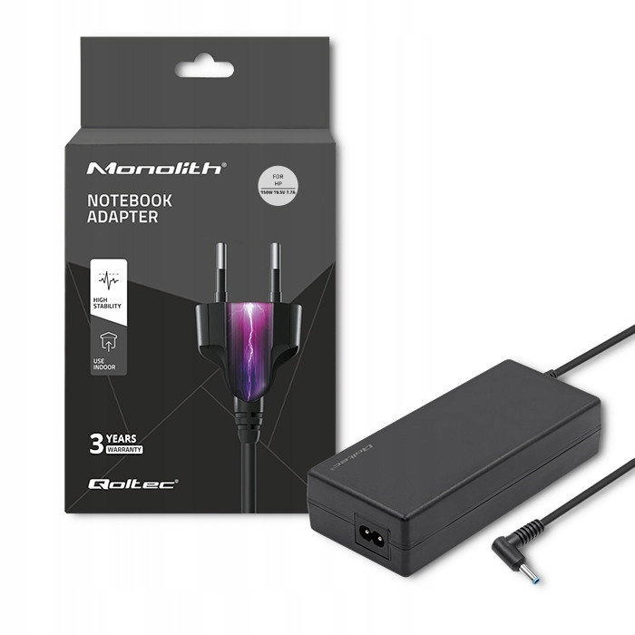 Qoltec Napájecí adaptér pro notebook Hp 150W 19.5V 7.7A 4.5*3.0+pin +napájecí kabel