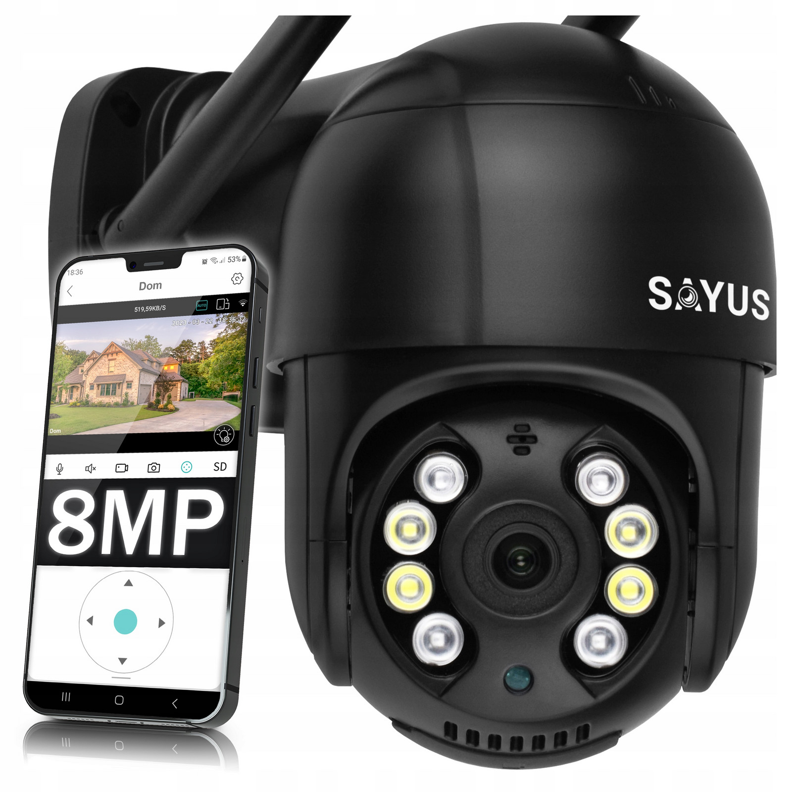 Otočná Venkovní Kamera 8MP Ip WiFi 4K Ultra Hd Zoom Detekce Pohybu 8MPx