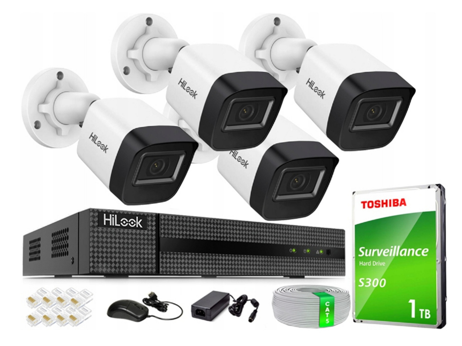 Monitorovací sada 4x IPCAM-B4-P 2K+, PoE Ir 20m HiLook by Hikvision