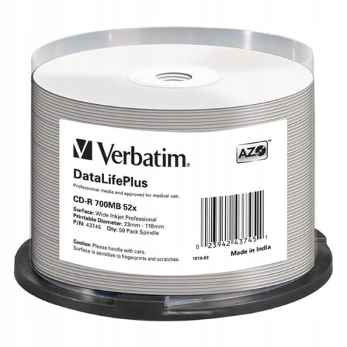 Verbatim Cd-r 700 Mb 52X Azo Tiskový DORT*50 4374