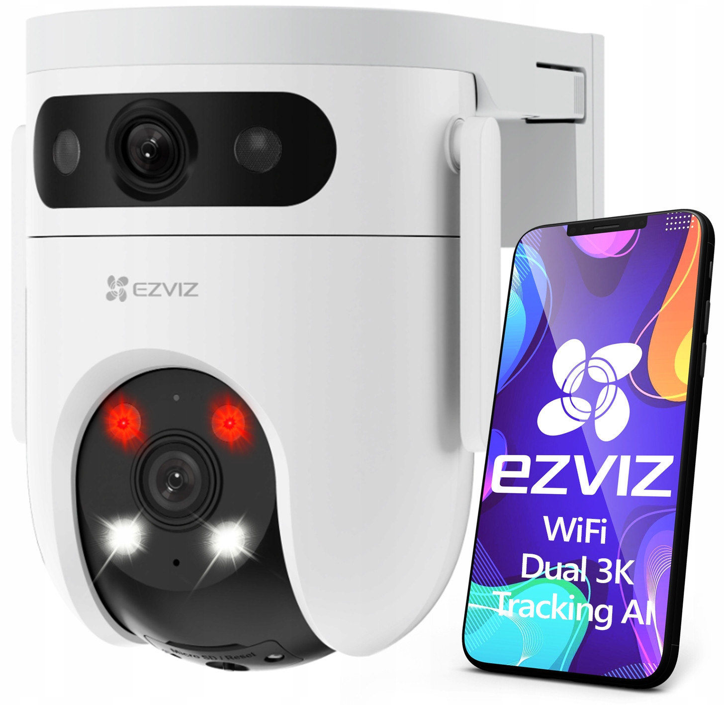 WiFi otočná kamera Dual Lens 2 5Mpx objektivy Sledování Den/Noc Barva
