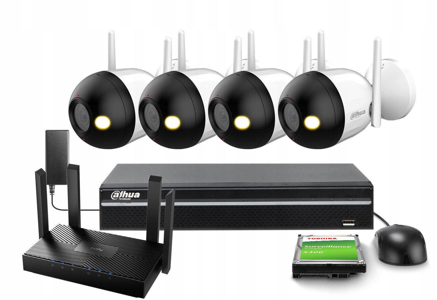 Wi-Fi monitorovací set 4x F4C-PV 4Mpx Ir 30m Aplikace Detekce Dahua