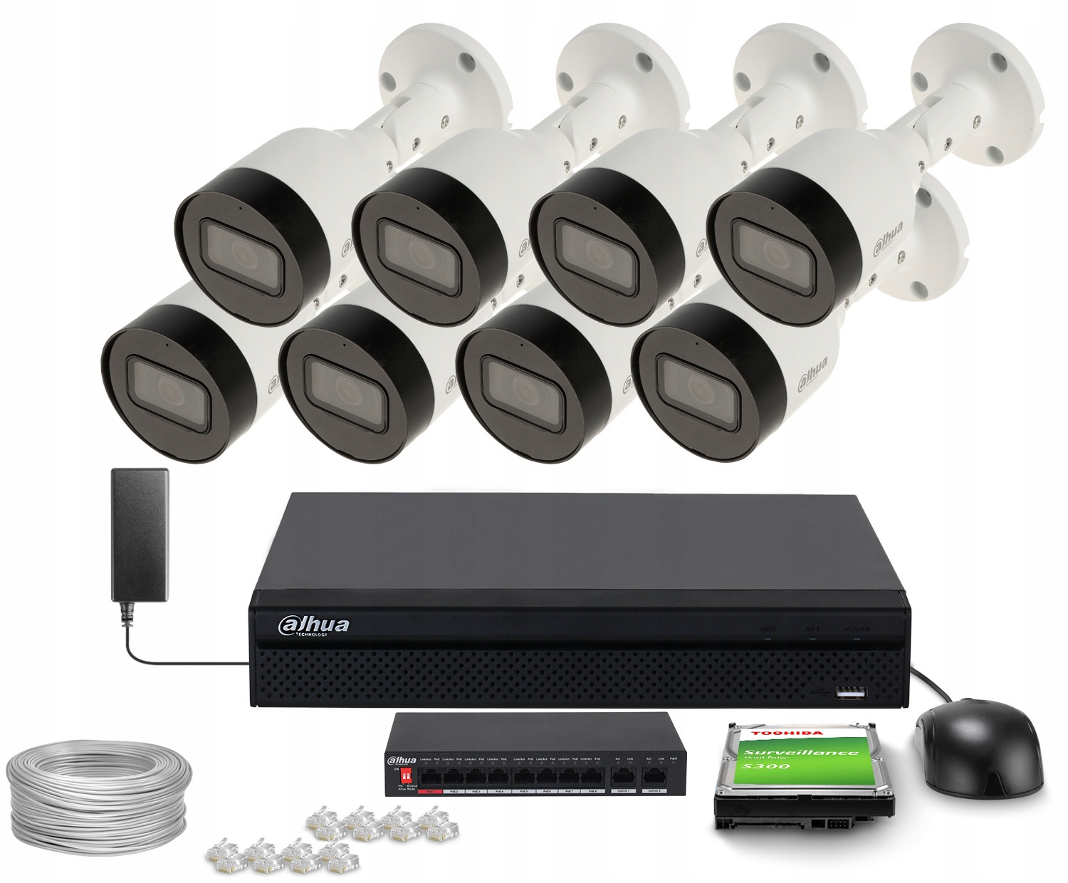 Monitorovací sada 8x IPC-HFW1530SP-0280B-S6, 1x NVR2108HS-4KS3 Dahua