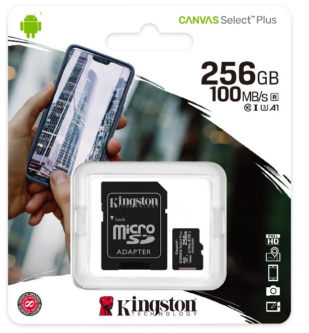 Kingston Microsd Card 256 Gb Micro CL10 Adaptér