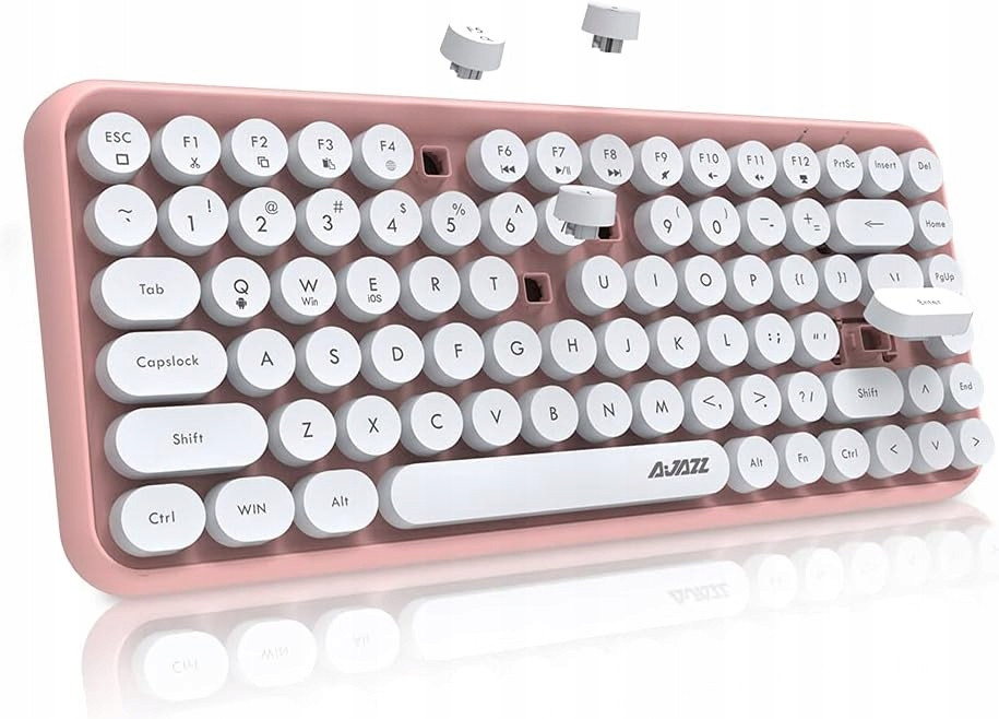 Ajazz 308i Bluetooth Bezdrátová klávesnice 84 kláves růžová Retro