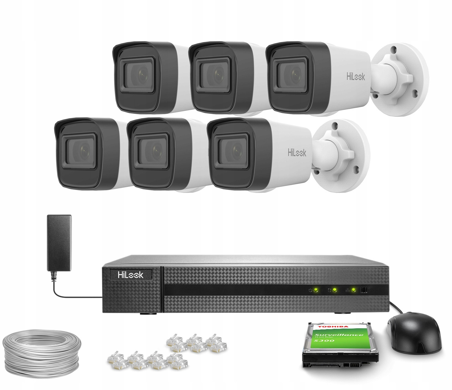 Monitorovací sada 6x IPCAM-B4-P 2K+ PoE Ir 20m HiLook by Hikvision