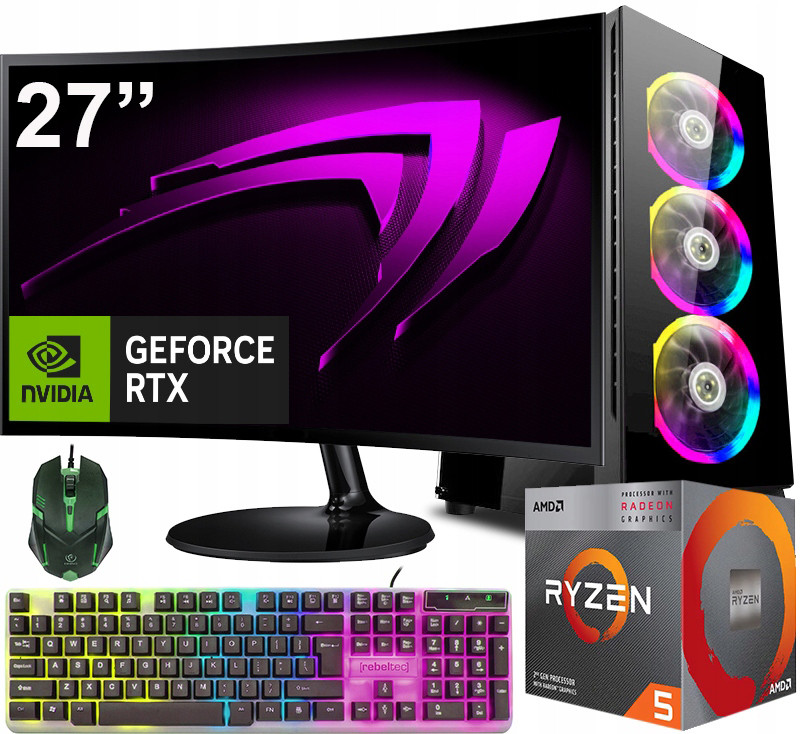 Herní Set Ryzen 5 3600 32GB Rtx 4060 8GB +Wi-Fi +WIN11 +monitor 27