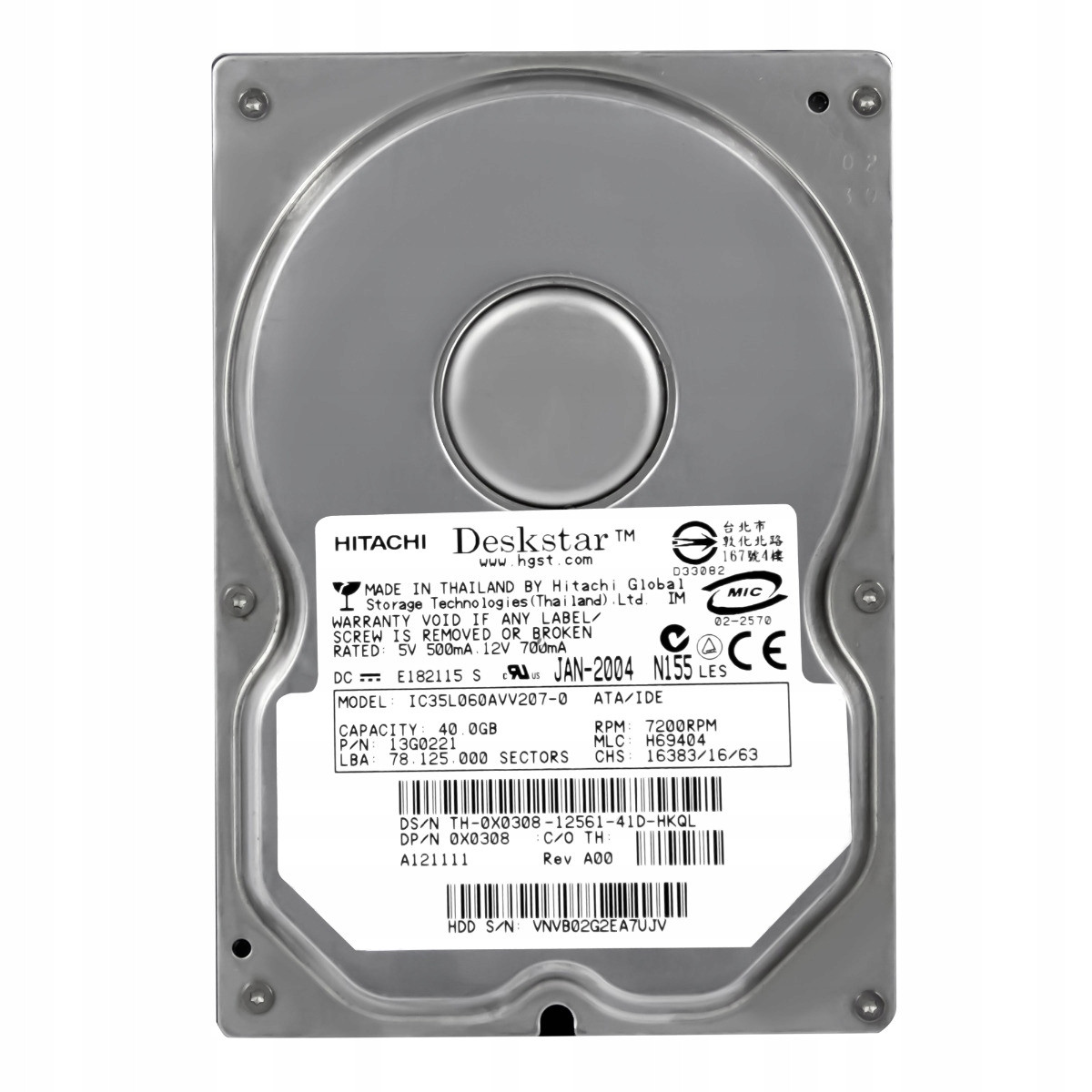 Dell 0X0308 40GB 7,2K 2MB Ata 3,5'' IC35L060AVV207-0