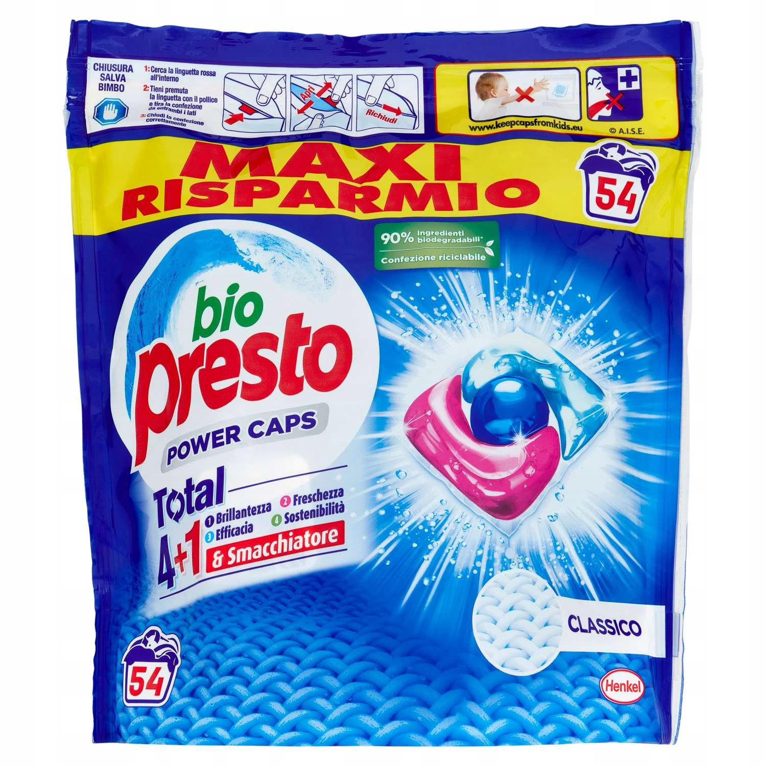 Bio Presto Power Caps Classico, 54 kapsle na praní