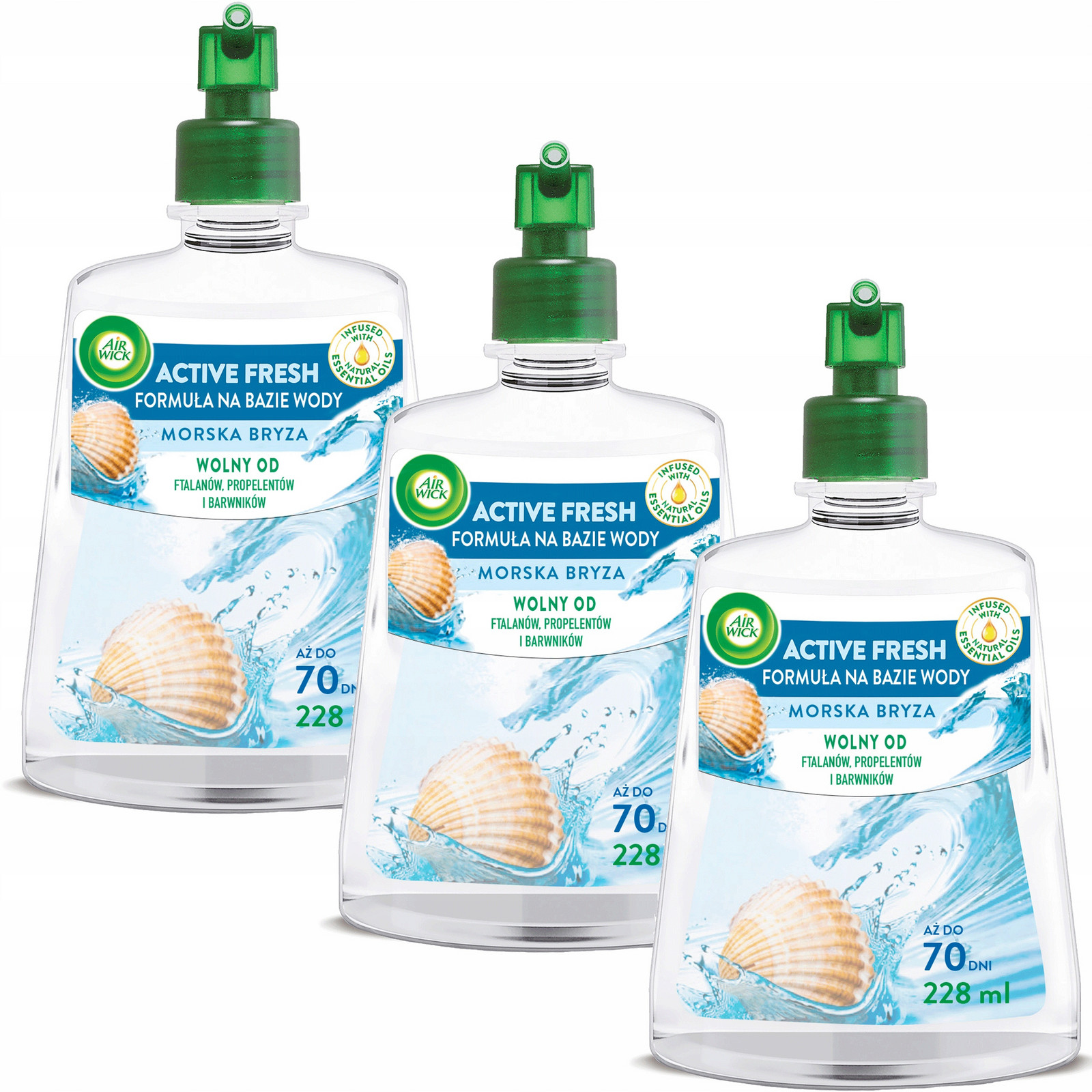 Air Wick Active Fresh Náplně do osvěžovače vzduchu Mořská Bryza x3 228ml