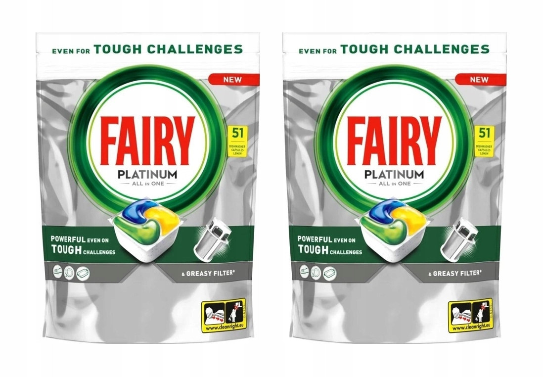 Fairy Platinum All in One Kapsle do myčky Lemon, 2 x 51 kusů