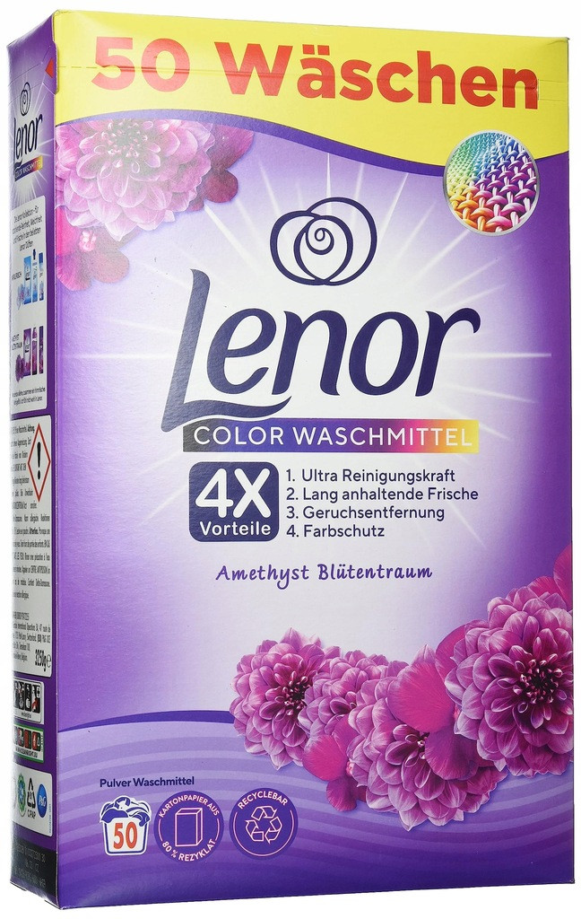 Lenor Amethyst Prášek na barevné prádlo 3,25 kg 50 praní