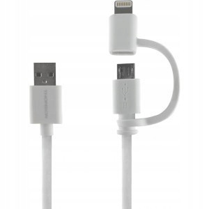 Thomson TH2IN1CABLEW vysokorychlostní kabel 2 v 1 Lightning a micro Usb, 1m, bílý