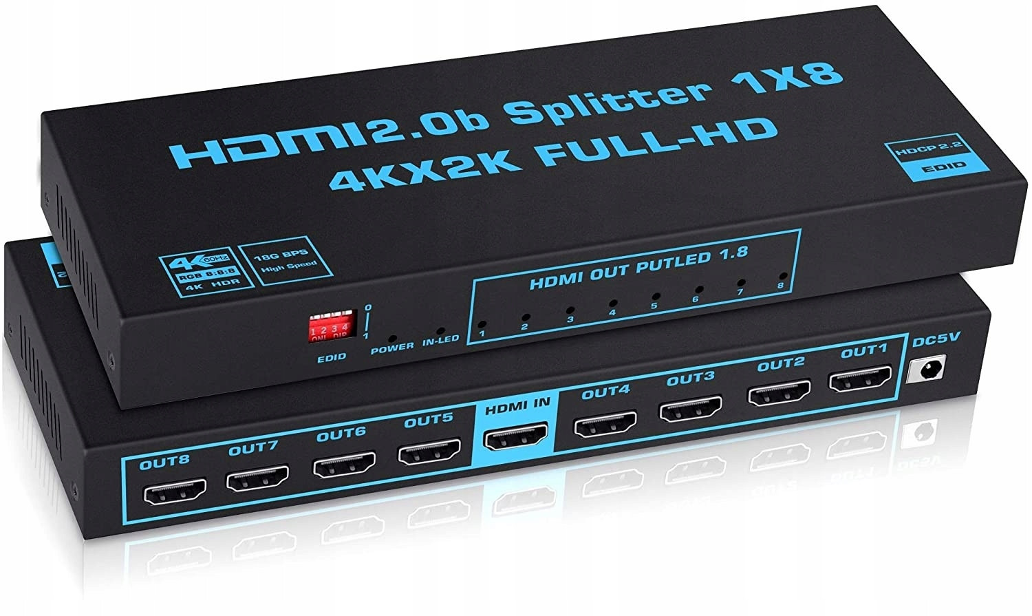 Splitter Hdmi 2.0 1x8 Rozdělovač Ultrahd Hdcp 2.2