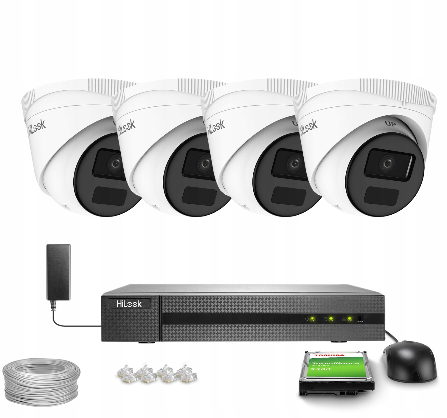 Monitorovací sada 4x IPCAM-T4-P Full Hd PoE, Ir 20m HiLook by Hikvision