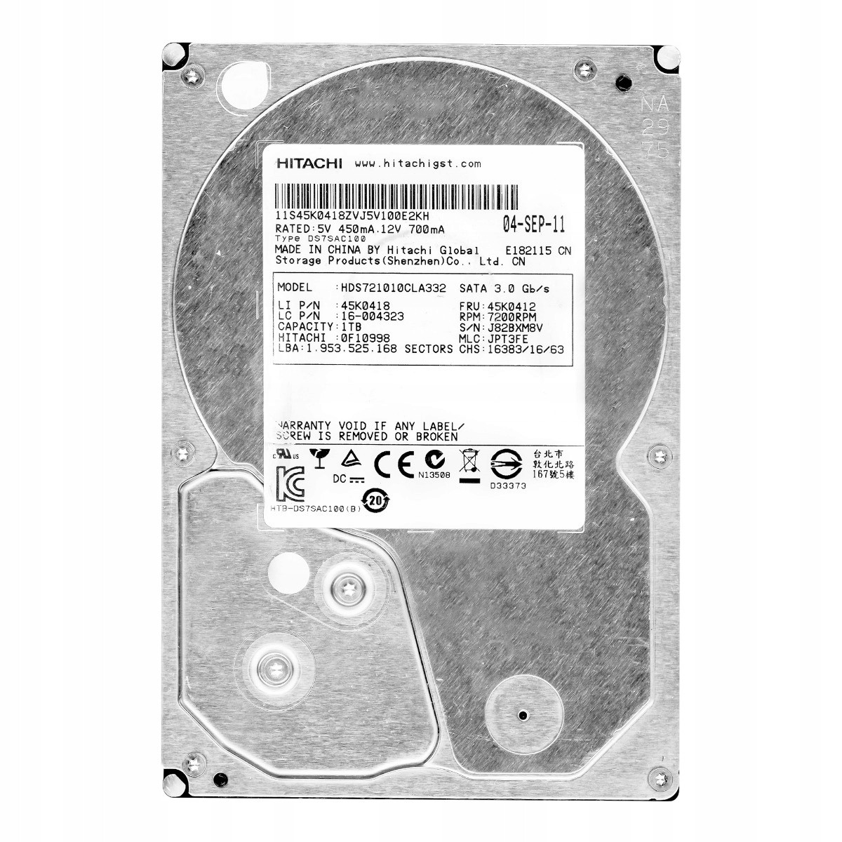 DeskStar 7K1000.C 1TB 7.2K 32MB Sata II 3.5'' HDS721010CLA332