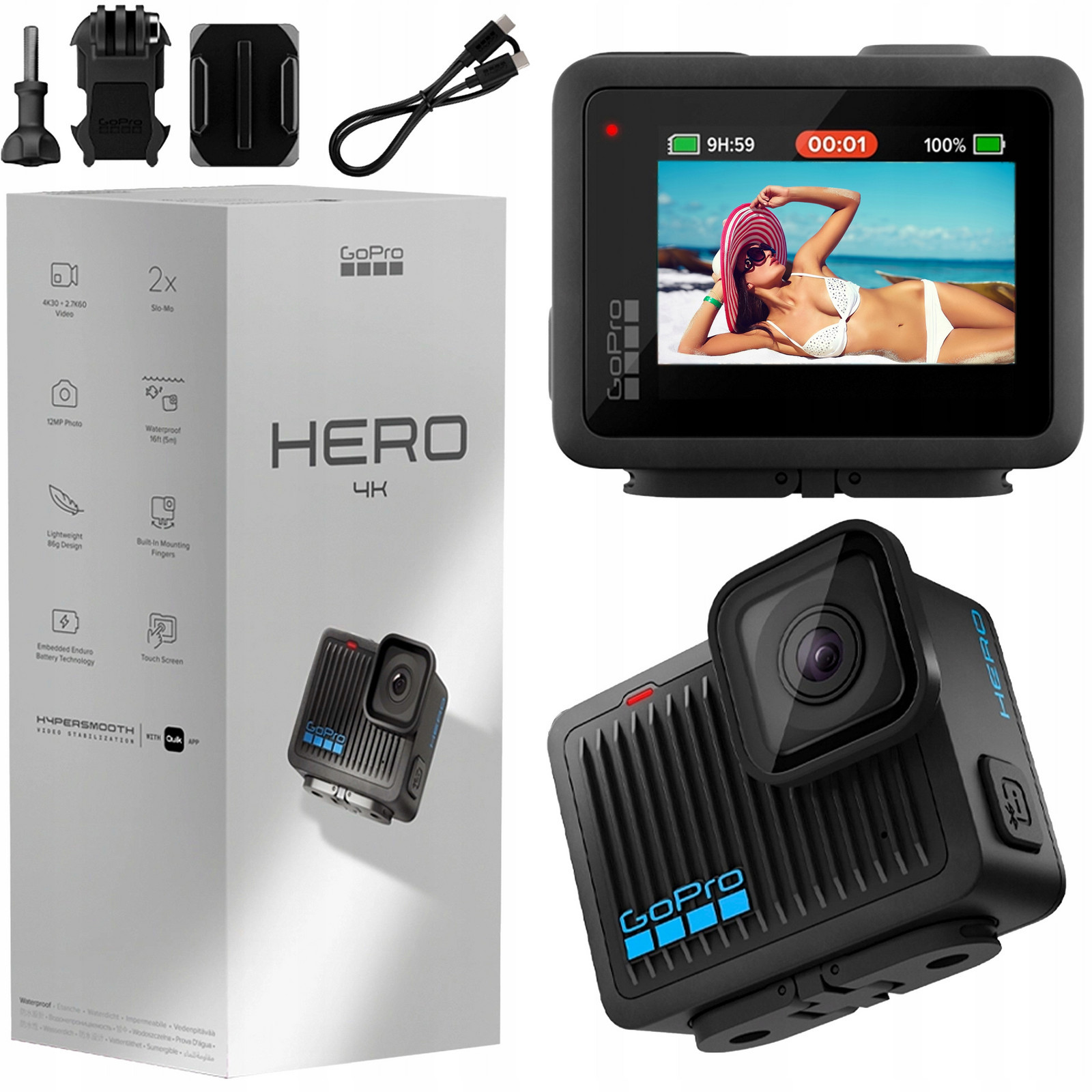 Sportovní kamera GoPro Hero 4K 2,7K 2024 Držák uchycení GoPro WiFi