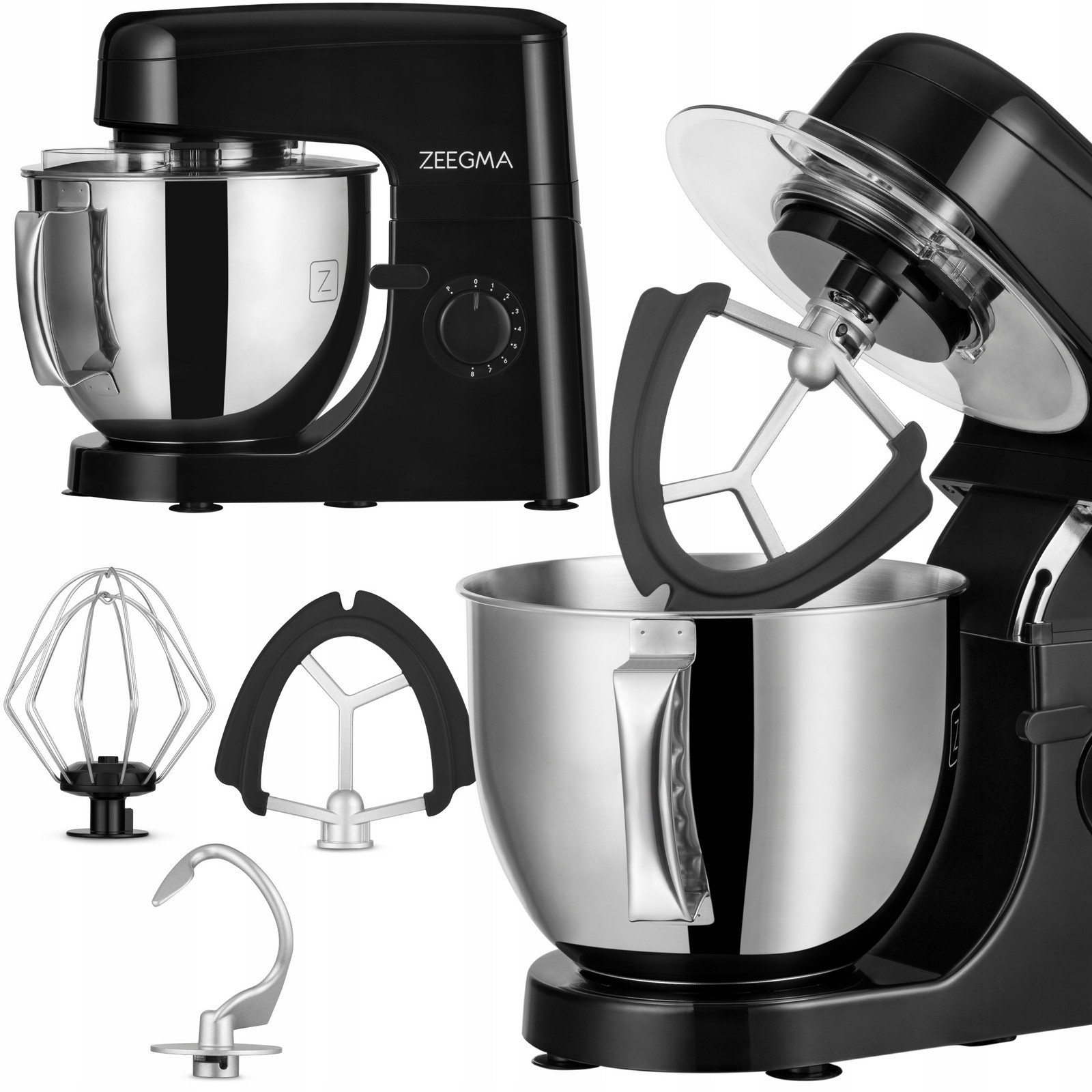 Planetární Kuchyňský Robot Mixér Mísa 5L Kompaktní Multifunkční Černý