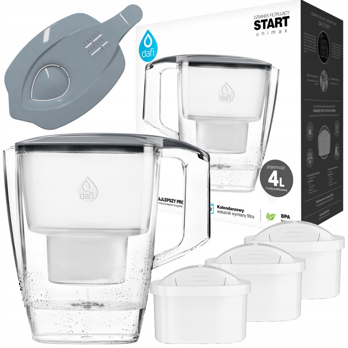 Filtrační konvice Dafi Start 4l 3 filtry náplně Unimax