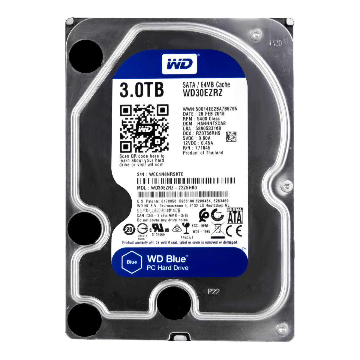 Wd Blue 3TB 5.4K 64MB Sata III 3.5'' WD30EZRZ
