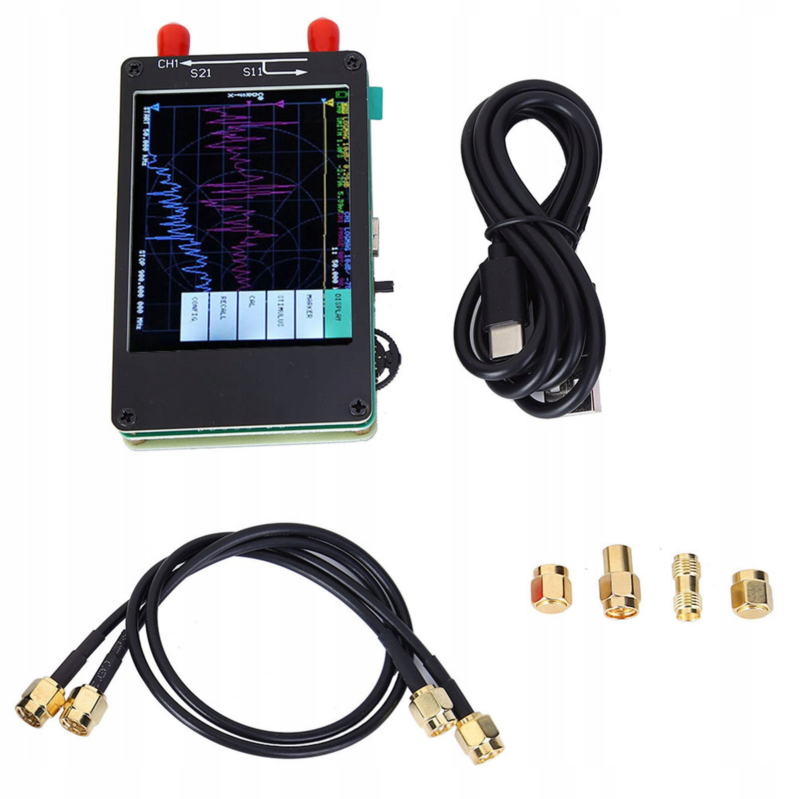 NanoVNA Síťový Analyzátor Vektorový Krátkovlnný Antény 50Khz 900Mhz