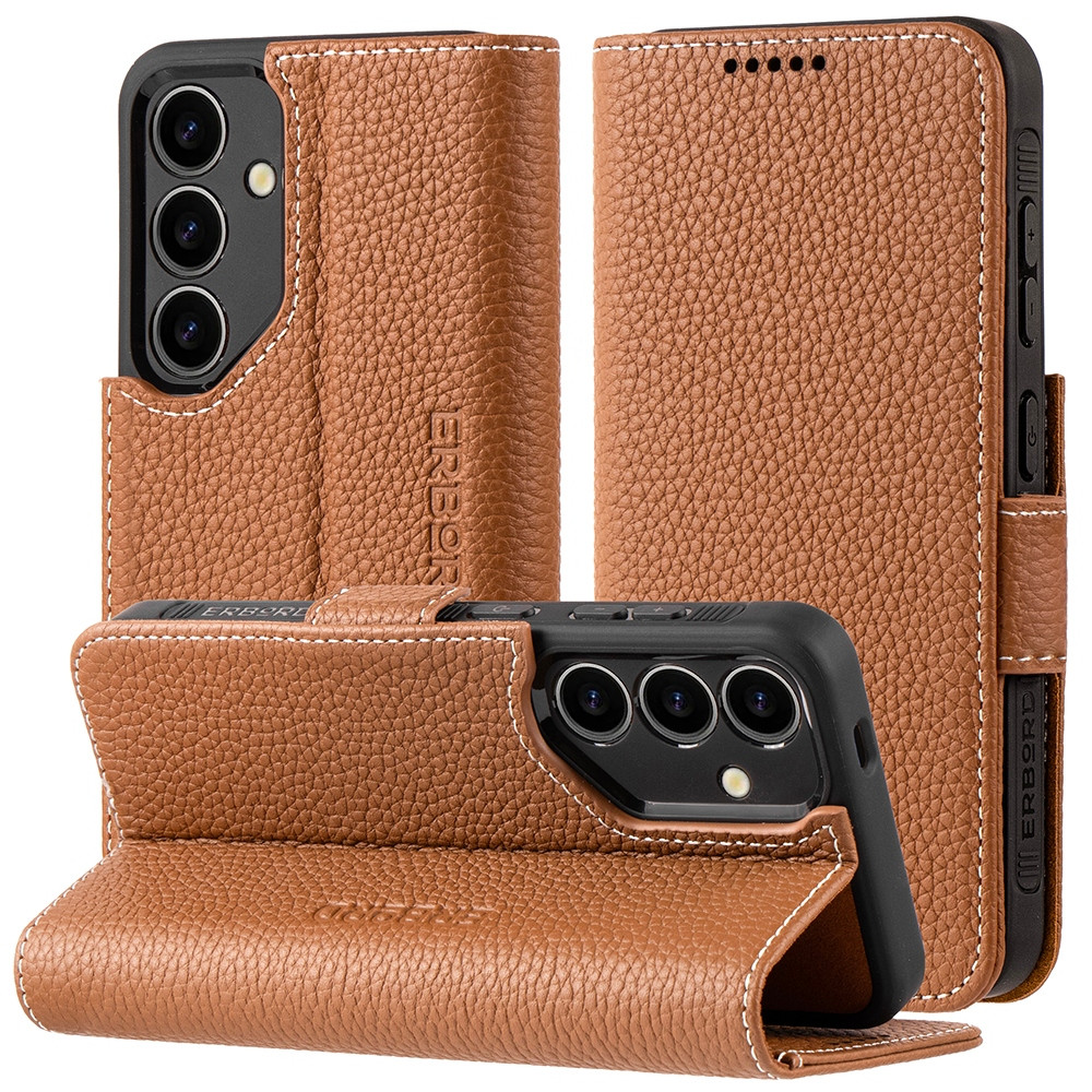 Kožené Pouzdro Erbord Leather Wallet pro Galaxy S24, Peněženka, Obal, Case