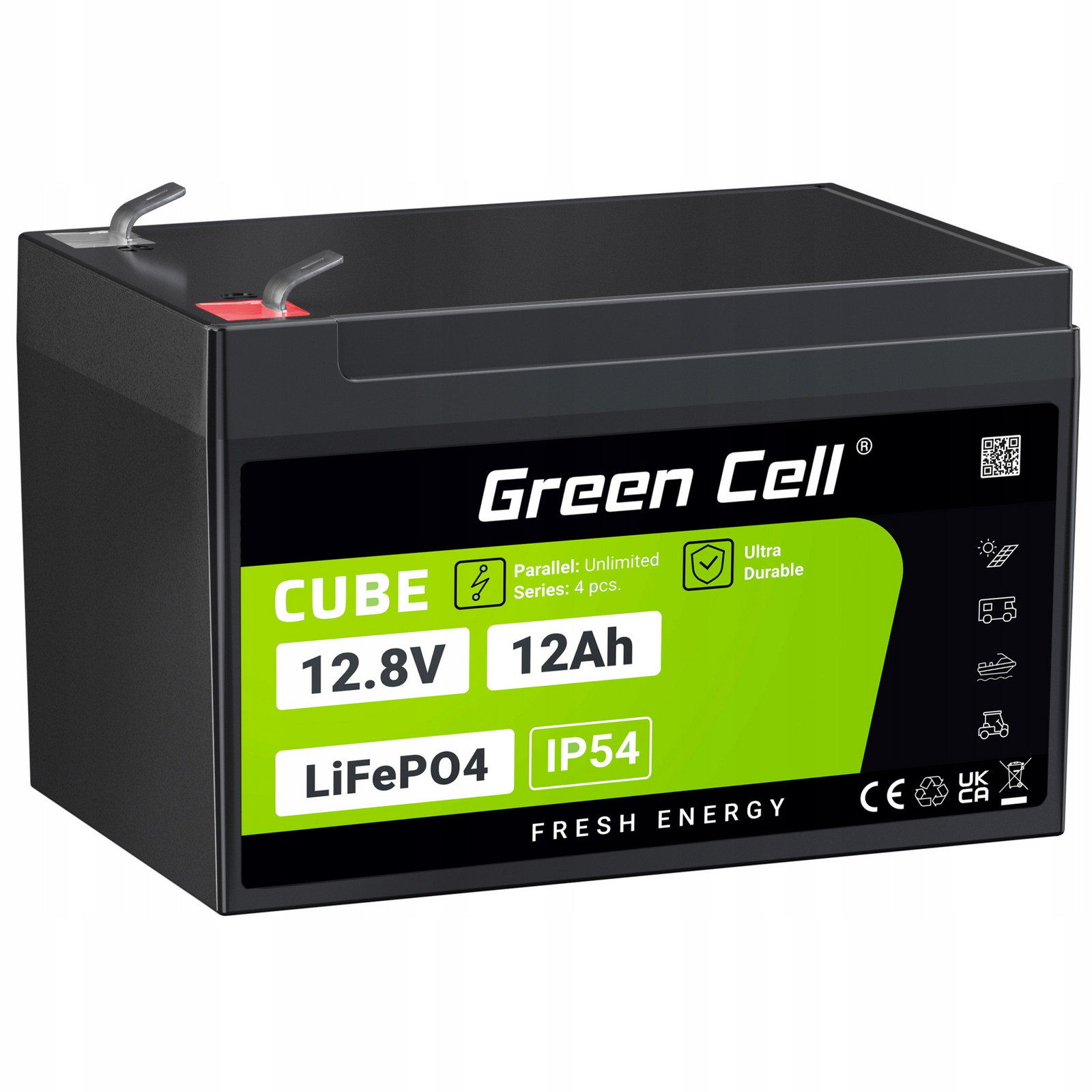 Akumulátor LiFePO4 12Ah 12.8V 12V Bms Green Cell pro Kolo Autka Ups Lehká