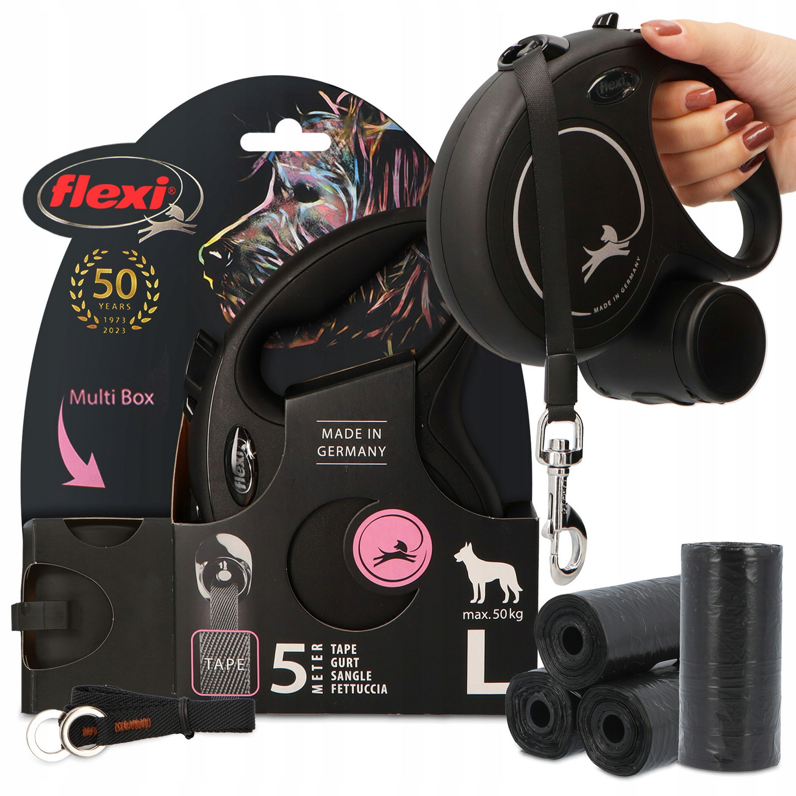 Vodítko Automatické Psa 50kg Páska 5m Kontejner Multi Box Sáčky Kupy x80