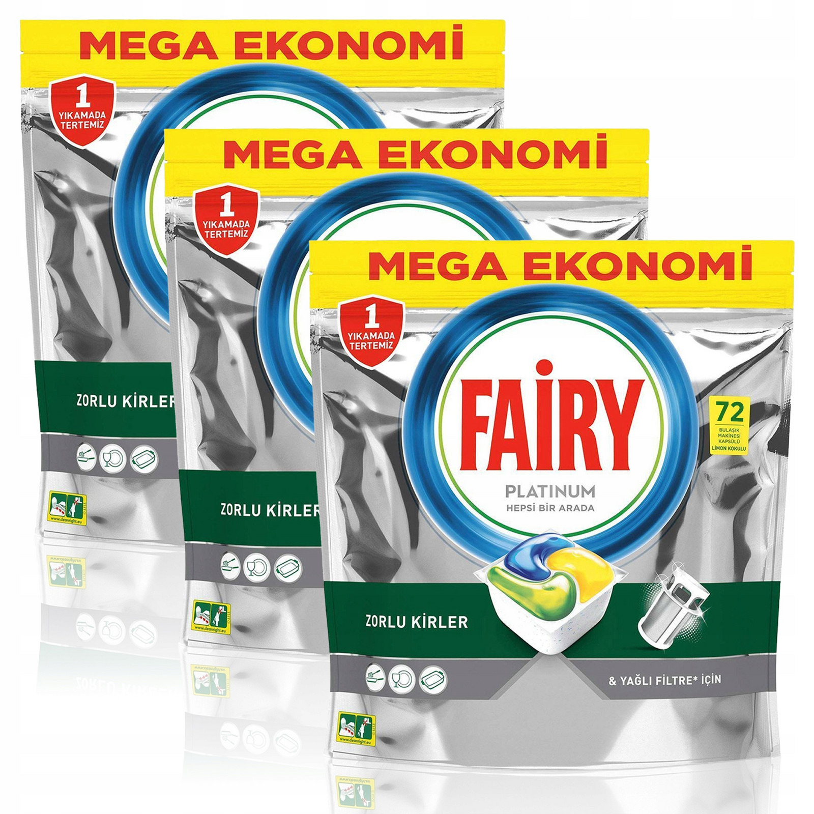 Kapsle do myčky Fairy Platinum All in One 3 x 72 216 kusů