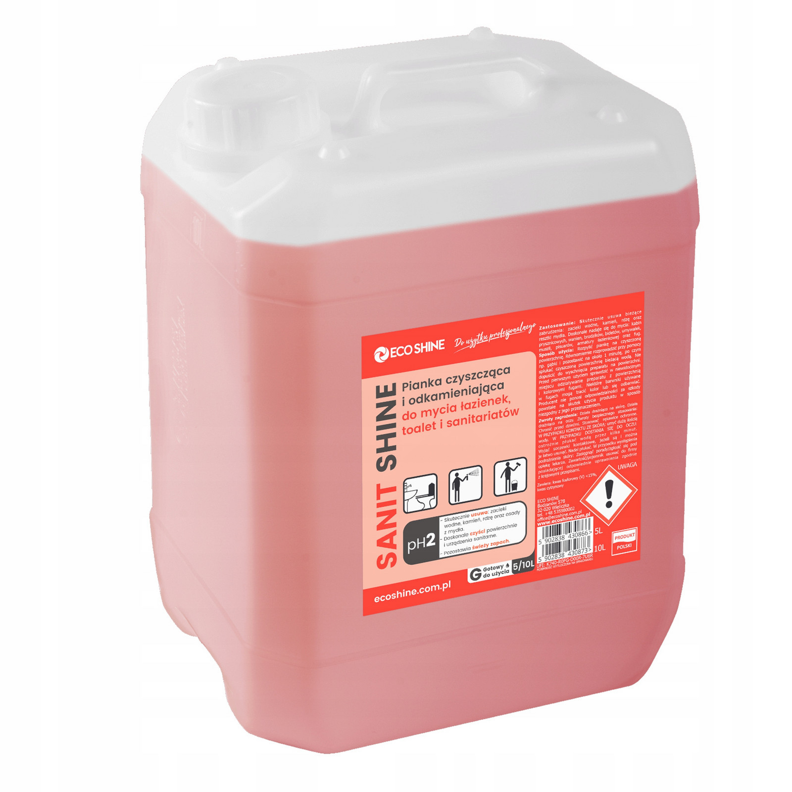 Ecoshine Sanit Shine čisticí pěna odvápňovač na toalety a koupelny 5L