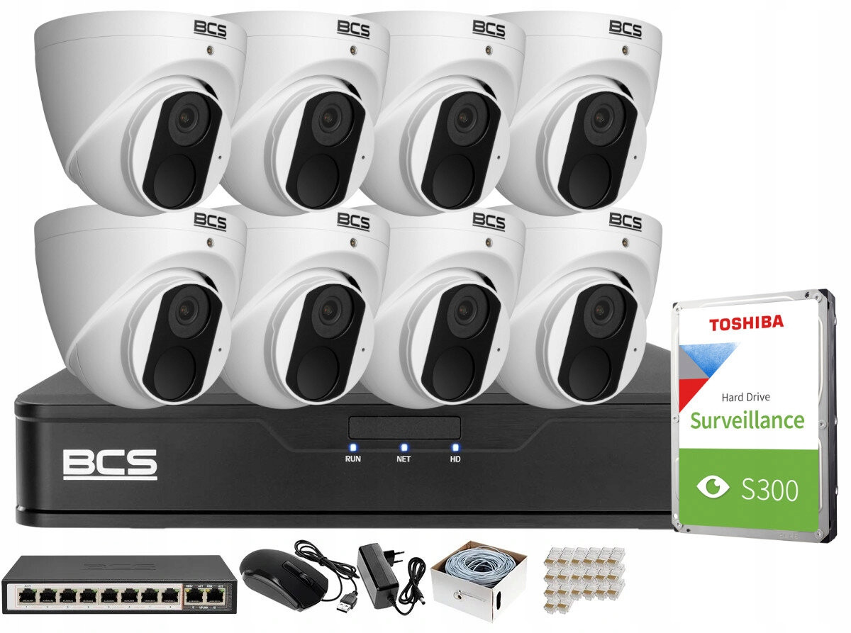 Monitorovací set 8x BCS-P-EIP14FSR3 4Mpx Ir 30m Detekce Aplikace