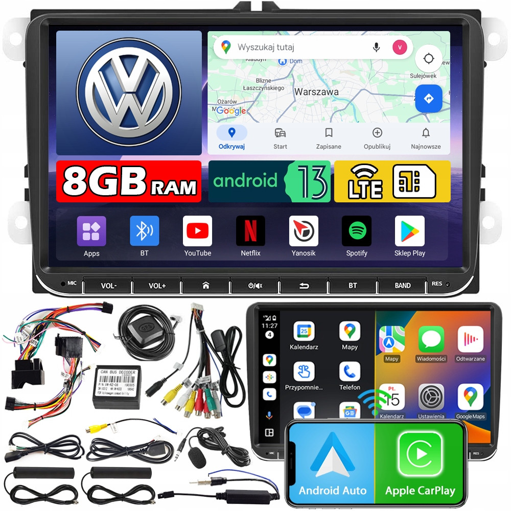 Rádio Navigace Ncs ZV9 Android Vw Transporter T6 2015-2019 Bt 8GB 2DIN