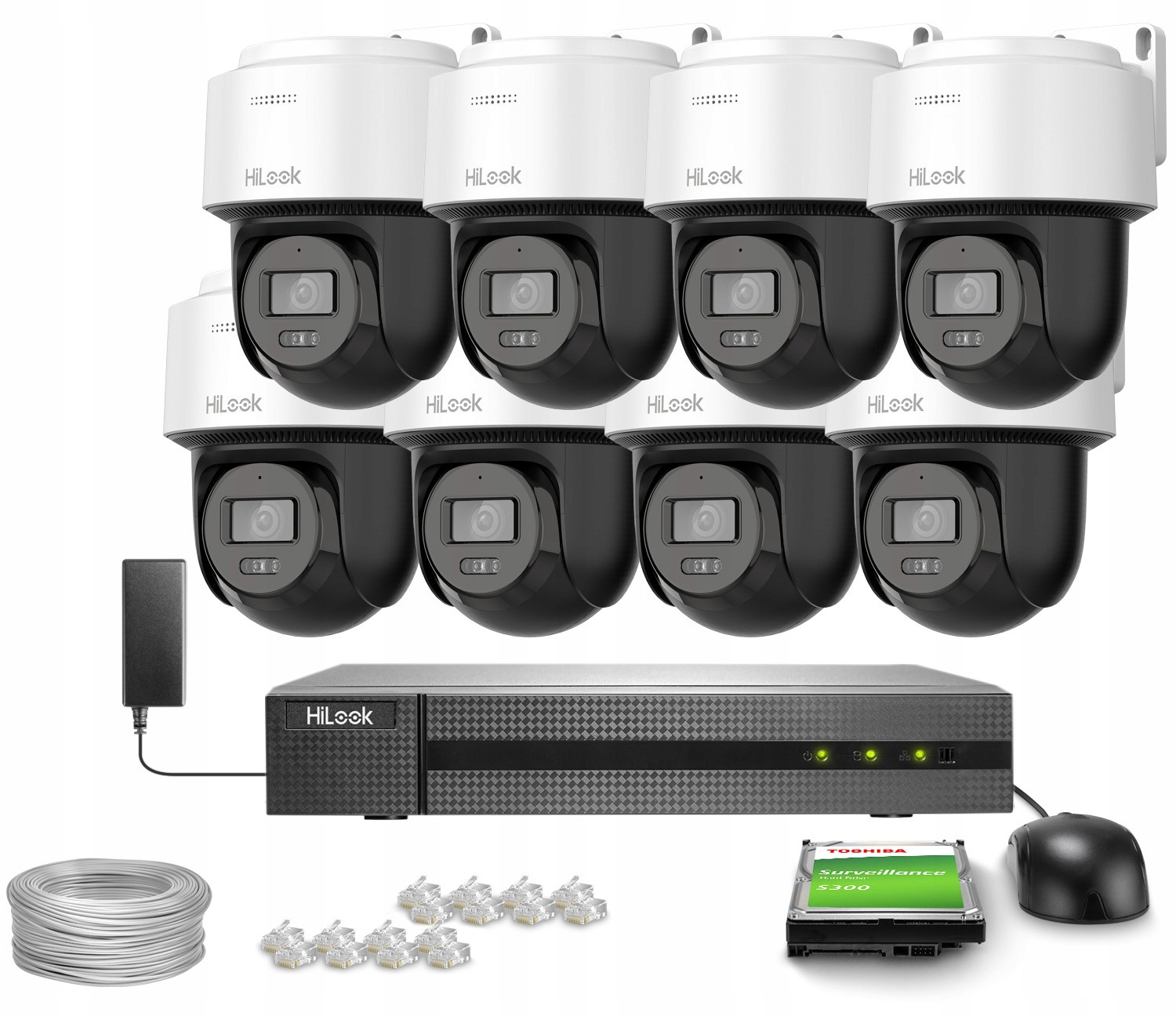 Monitorovací sada 8x PTZ-N4MP-P 4MPx, IR30 HiLook by Hikvision