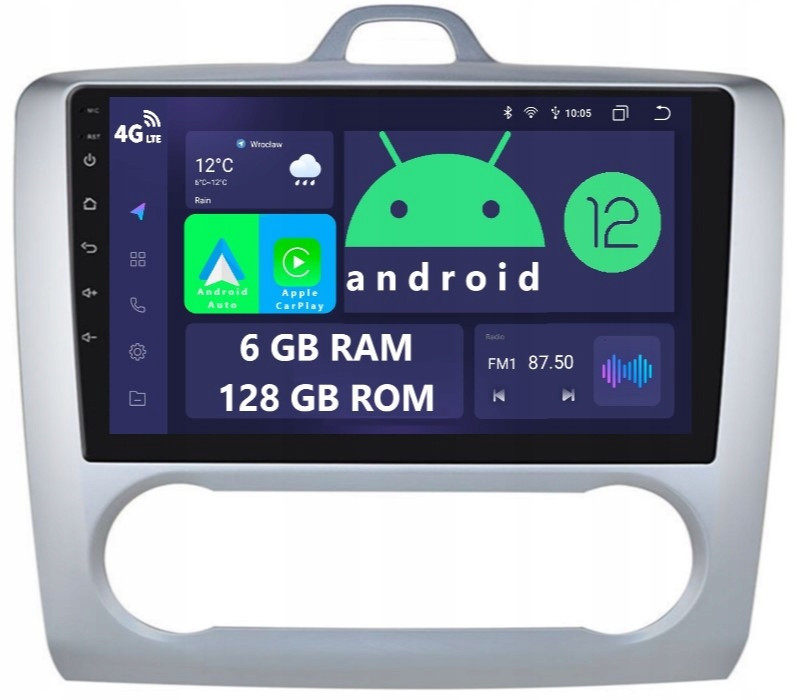 Rádio 2DIN Navigace Android Ford Focus MK2 2 II 6/128 Gb Dsp Carplay Lte