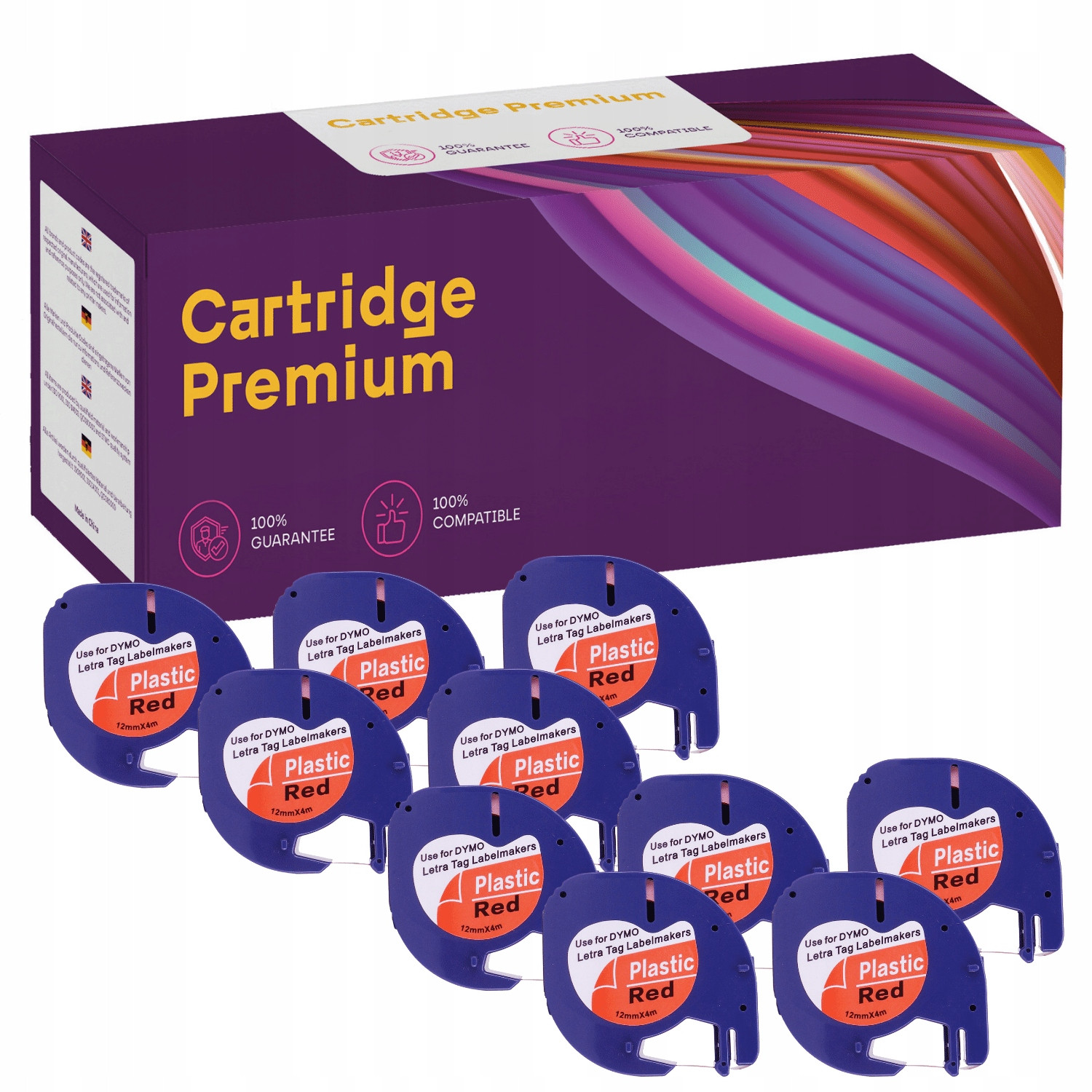 10x Páska pro Dymo LetraTag 12mmx4m červená 59424