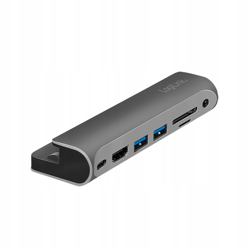 Dokovací stanice Usb 3.2 Gen 1 LogiLink, 7portová, Usb-c Pd, stříbrná 60 W