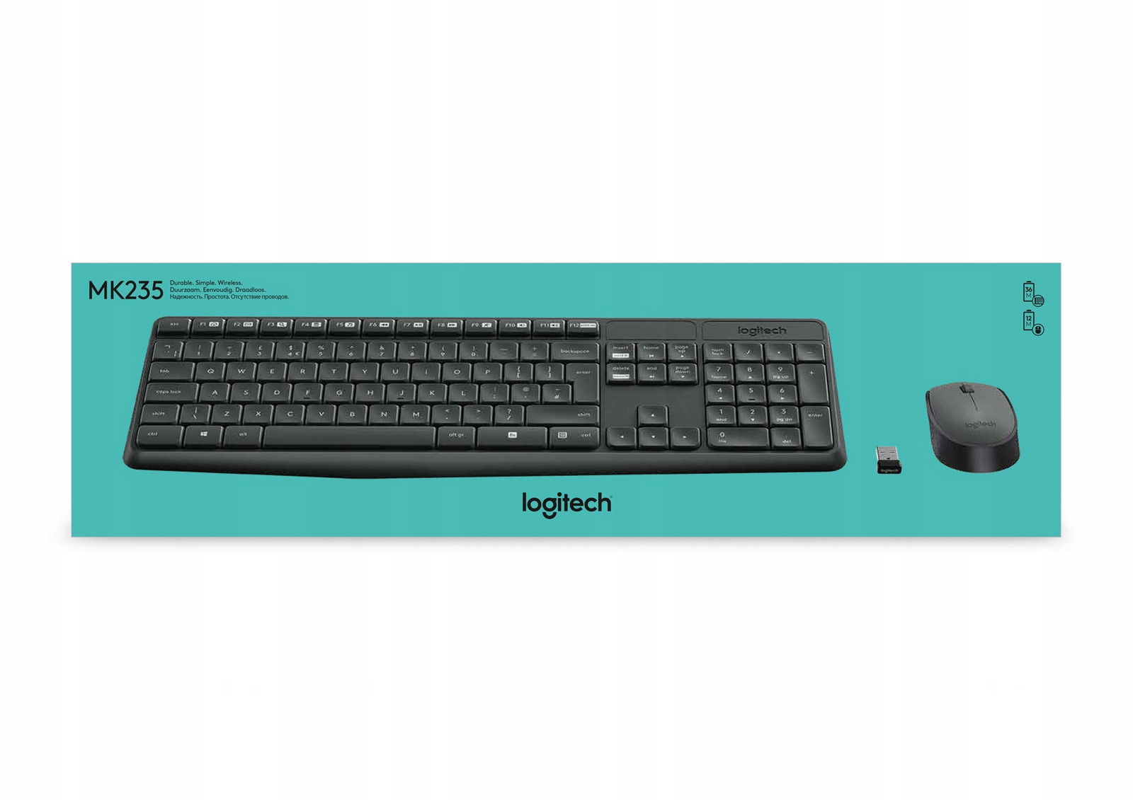 Set Klávesnice a myši Logitech Bezdrátová MK235 Černá Silná