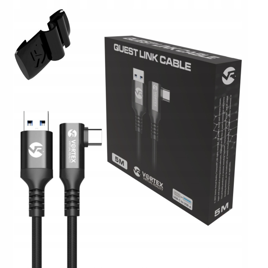 VortexVR kabel 5m upevňovací prvek Usb-a pro Meta Quest 3 a 2