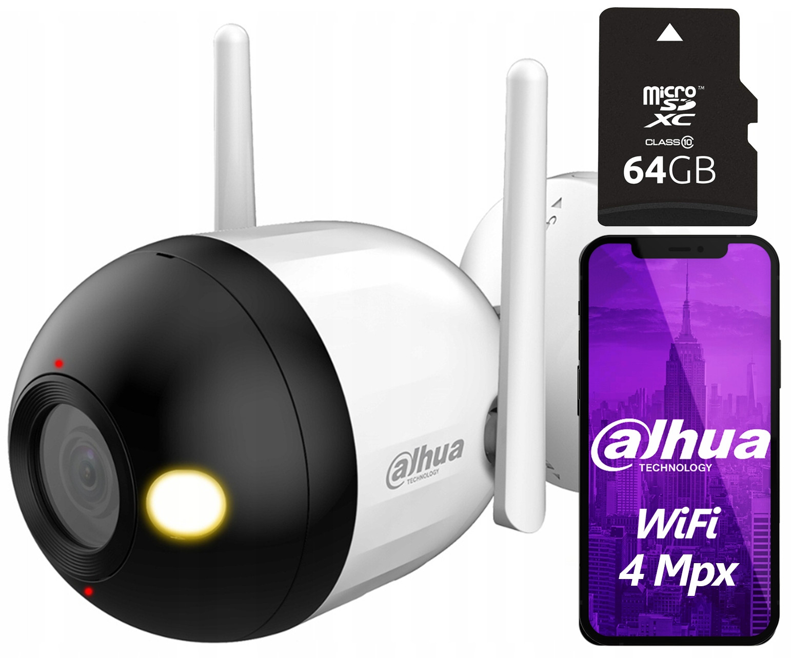 WiFi kamera Dahua F4C-PV 4MPx Den/Noc Barva Audio microSD 64GB