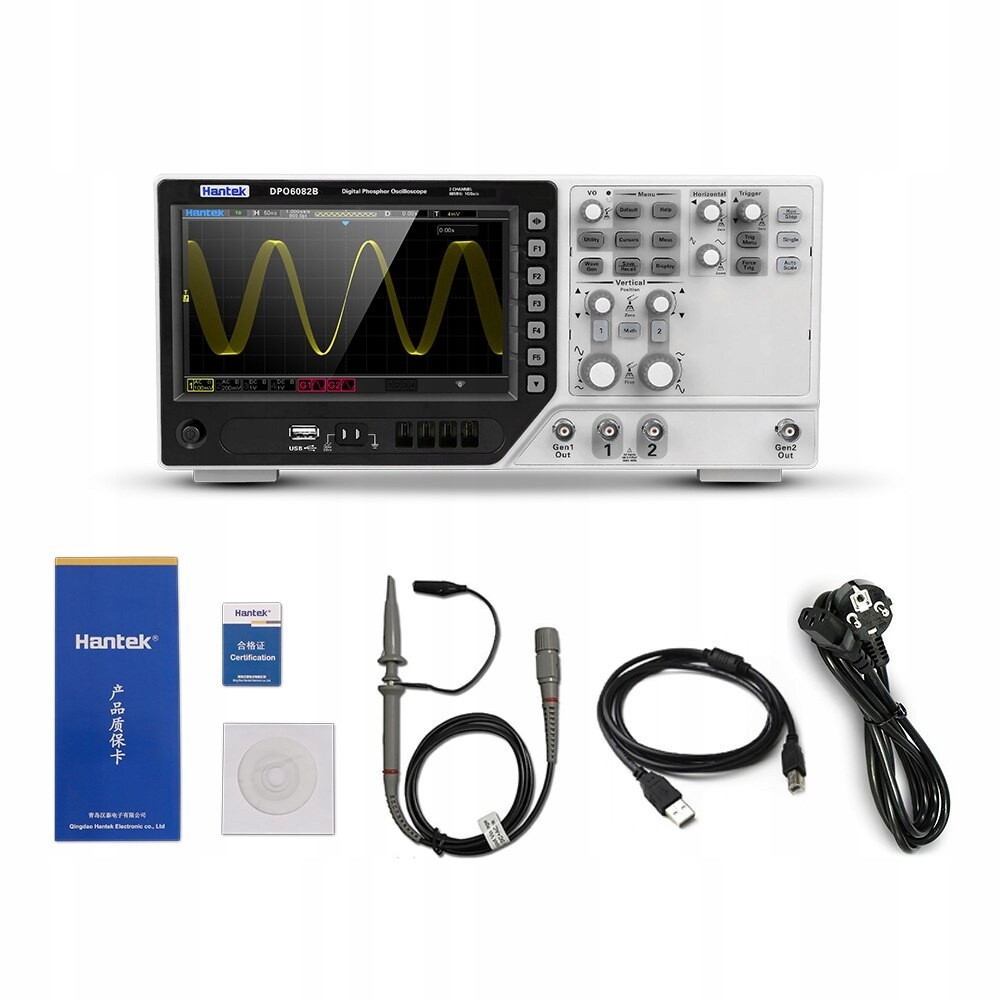 DPO6082B osciloskop 2 x 80MHz s dotykovým displejem dvoukanálový 1GSa/s Hantek