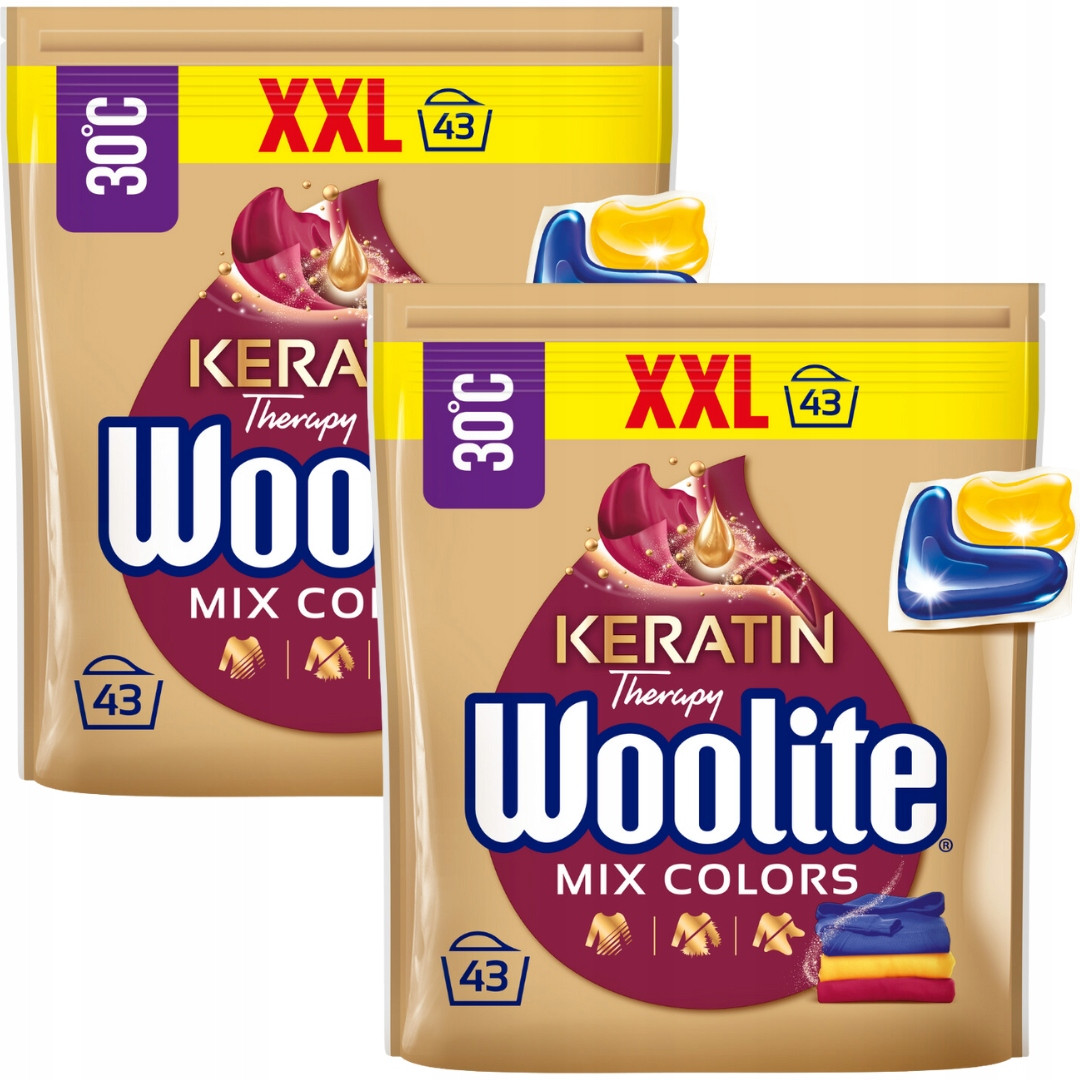 Woolite Kapsle s Keratinem na praní Color 2x43 ks